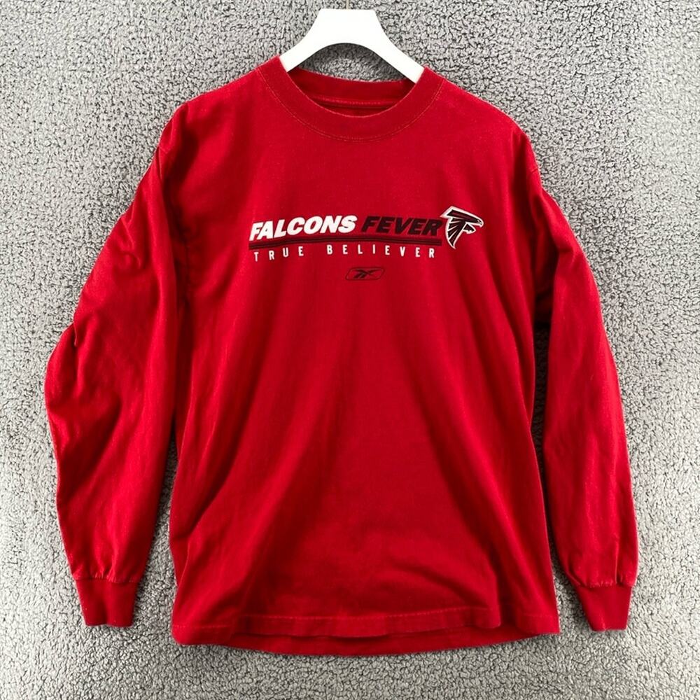 Vintage Reebok Atlanta Falcons Fever True Believer Long Sleeve T-Shirt Mens Sz M